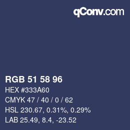 Farbcode: RGB 51 58 96 | qconv.com