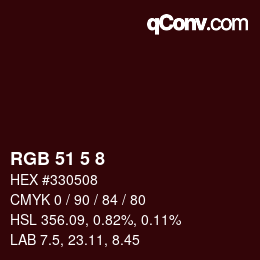カラーコード: RGB 51 5 8 | qconv.com