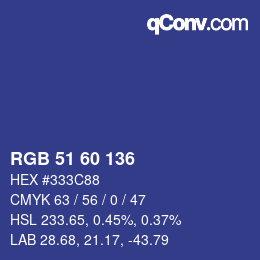 カラーコード: RGB 51 60 136 | qconv.com