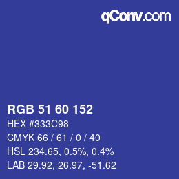 カラーコード: RGB 51 60 152 | qconv.com