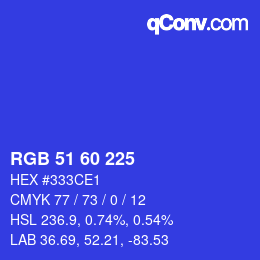 カラーコード: RGB 51 60 225 | qconv.com