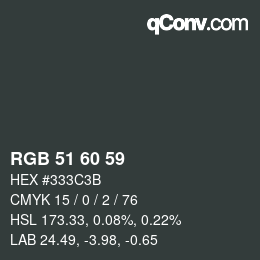 カラーコード: RGB 51 60 59 | qconv.com
