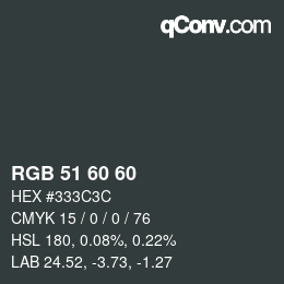 Color code: RGB 51 60 60 | qconv.com
