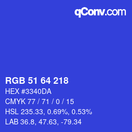 Color code: RGB 51 64 218 | qconv.com