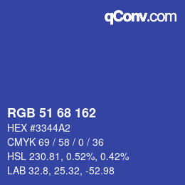 Color code: RGB 51 68 162 | qconv.com