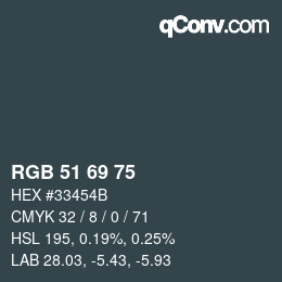 颜色代码: RGB 51 69 75 | qconv.com