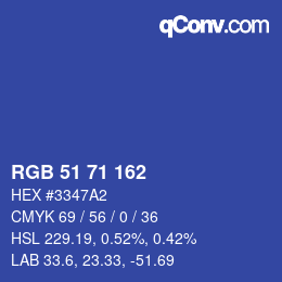 Color code: RGB 51 71 162 | qconv.com