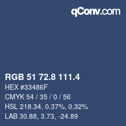 カラーコード: RGB 51 72.8 111.4 | qconv.com