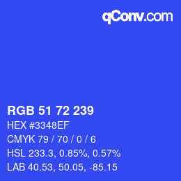 Color code: RGB 51 72 239 | qconv.com