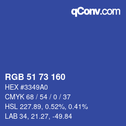 Color code: RGB 51 73 160 | qconv.com