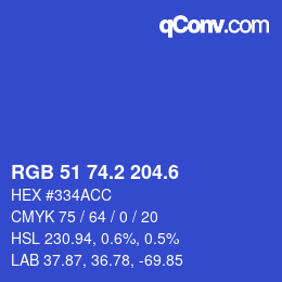 カラーコード: RGB 51 74.2 204.6 | qconv.com