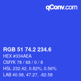 カラーコード: RGB 51 74.2 234.6 | qconv.com
