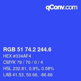 カラーコード: RGB 51 74.2 244.6 | qconv.com