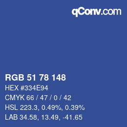 Color code: RGB 51 78 148 | qconv.com
