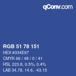 Farbcode: RGB 51 78 151 | qconv.com
