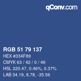 颜色代码: RGB 51 79 137 | qconv.com