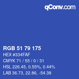 Color code: RGB 51 79 175 | qconv.com