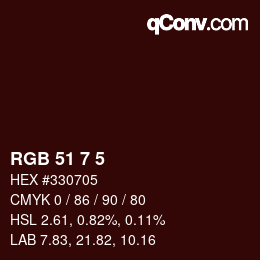 Color code: RGB 51 7 5 | qconv.com