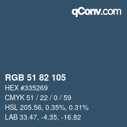 カラーコード: RGB 51 82 105 | qconv.com