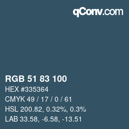 Color code: RGB 51 83 100 | qconv.com