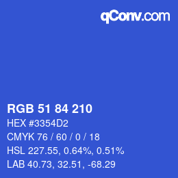 カラーコード: RGB 51 84 210 | qconv.com