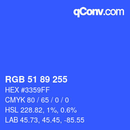 颜色代码: RGB 51 89 255 | qconv.com