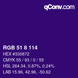 カラーコード: RGB 51 8 114 | qconv.com