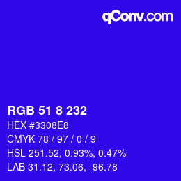 Color code: RGB 51 8 232 | qconv.com