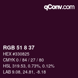 カラーコード: RGB 51 8 37 | qconv.com