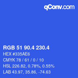 カラーコード: RGB 51 90.4 230.4 | qconv.com