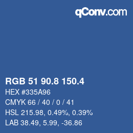 カラーコード: RGB 51 90.8 150.4 | qconv.com