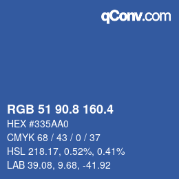 カラーコード: RGB 51 90.8 160.4 | qconv.com