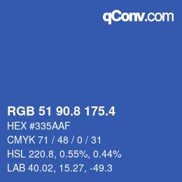カラーコード: RGB 51 90.8 175.4 | qconv.com