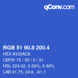 カラーコード: RGB 51 90.8 200.4 | qconv.com