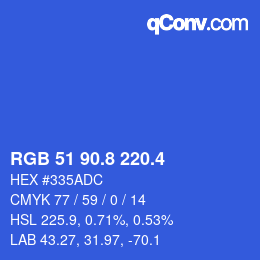 カラーコード: RGB 51 90.8 220.4 | qconv.com