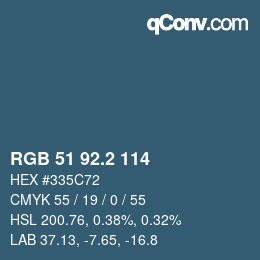 カラーコード: RGB 51 92.2 114 | qconv.com