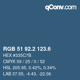 カラーコード: RGB 51 92.2 123.6 | qconv.com