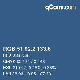 カラーコード: RGB 51 92.2 133.6 | qconv.com