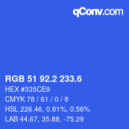 カラーコード: RGB 51 92.2 233.6 | qconv.com