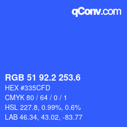 カラーコード: RGB 51 92.2 253.6 | qconv.com