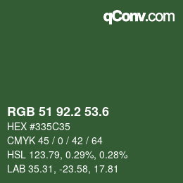 カラーコード: RGB 51 92.2 53.6 | qconv.com