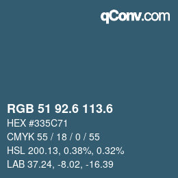 カラーコード: RGB 51 92.6 113.6 | qconv.com