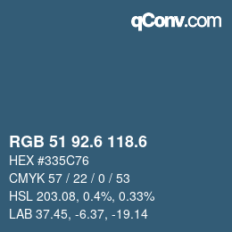 カラーコード: RGB 51 92.6 118.6 | qconv.com