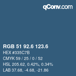 カラーコード: RGB 51 92.6 123.6 | qconv.com