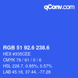 カラーコード: RGB 51 92.6 238.6 | qconv.com
