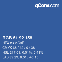 颜色代码: RGB 51 92 158 | qconv.com