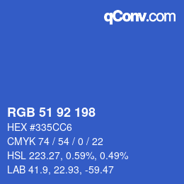 カラーコード: RGB 51 92 198 | qconv.com