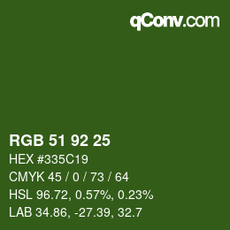 カラーコード: RGB 51 92 25 | qconv.com