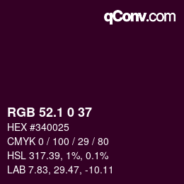 カラーコード: RGB 52.1 0 37 | qconv.com