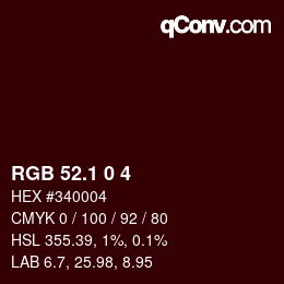 カラーコード: RGB 52.1 0 4 | qconv.com